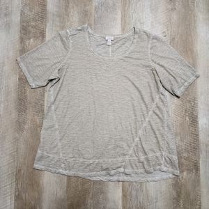 LOGO by Lori Goldstein Beige Top Flowy Hem Size 1X